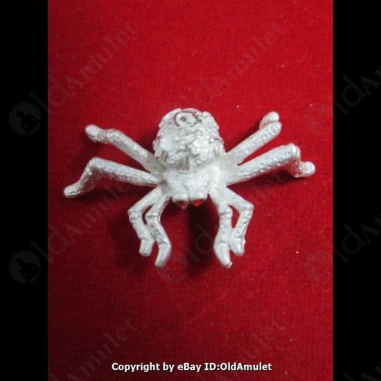 THAI AMULET HOLY RICH SPIDER WEALTHY SILVER COLOR SMALL LP KEY 2556