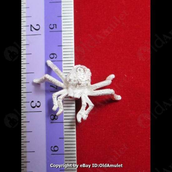 THAI AMULET HOLY RICH SPIDER WEALTHY SILVER COLOR SMALL LP KEY 2556