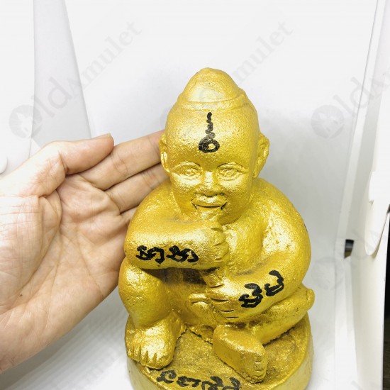 Thai Amulet Kmt Gumanthong 7graveyard Statue 5 Inch Gold Lp Goy B.e.2557