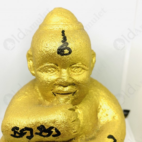 Thai Amulet Kmt Gumanthong 7graveyard Statue 5 Inch Gold Lp Goy B.e.2557