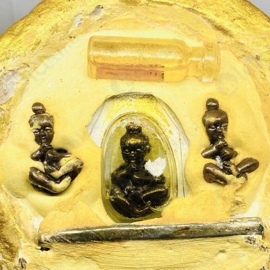 Thai Amulet Kmt Gumanthong 7graveyard Statue 5 Inch Gold Lp Goy B.e.2557