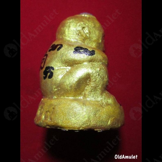 THAI AMULET KMT GUMANTHONG 7GRAVEYARD STATUE 1 INCH GOLD LP GOY B.E.2557