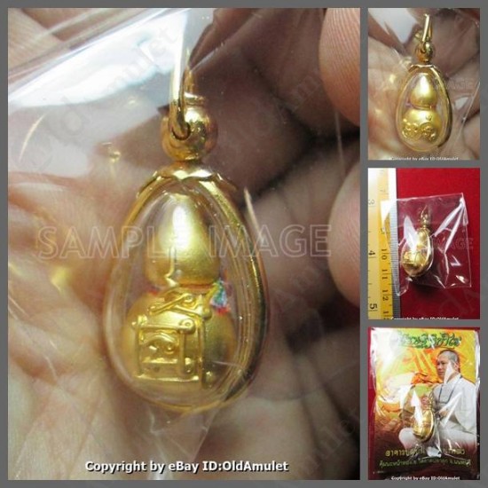 Thai Amulet NAM-TAO Bottle Gourd Wealthy Rich Gold Pandent AJ-Subin BE.2557