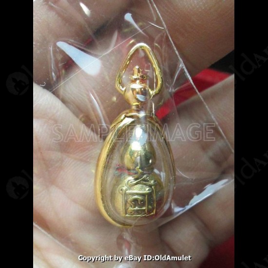 Thai Amulet NAM-TAO Bottle Gourd Wealthy Rich Gold plated Pandent AJ-Subin