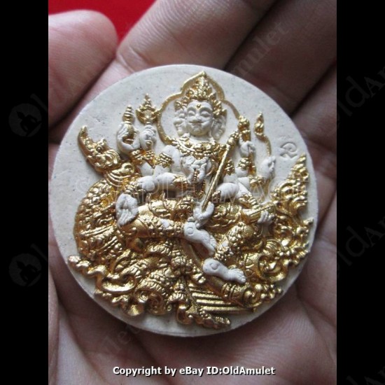 Thai Amulet Ganesha + Phra Phome 4face 108 Herb Gold Leaf Lp Watchara 2557
