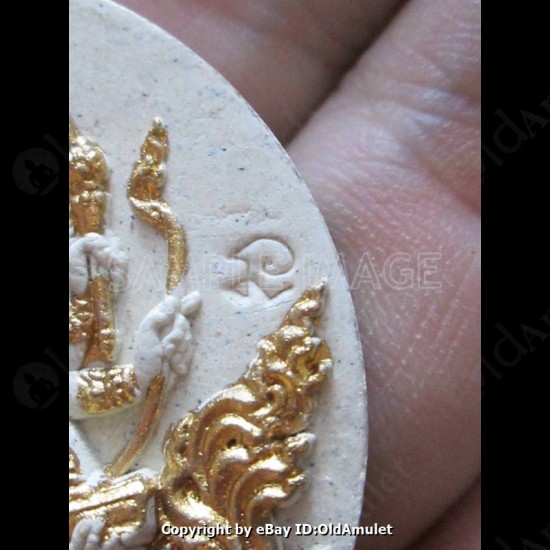 Thai Amulet Ganesha + Phra Phome 4face 108 Herb Gold Leaf Lp Watchara 2557