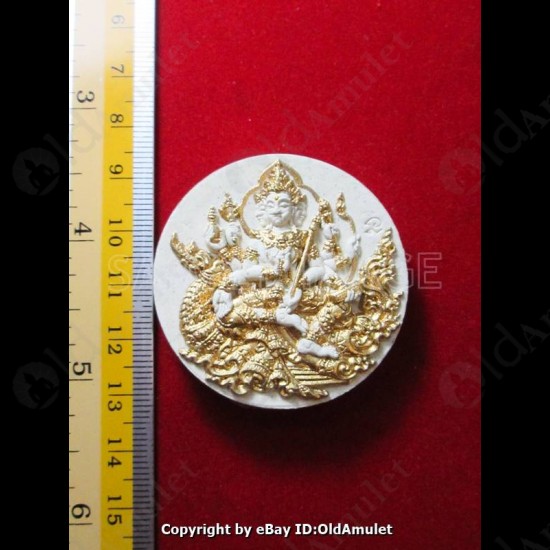 Thai Amulet Ganesha + Phra Phome 4face 108 Herb Gold Leaf Lp Watchara 2557