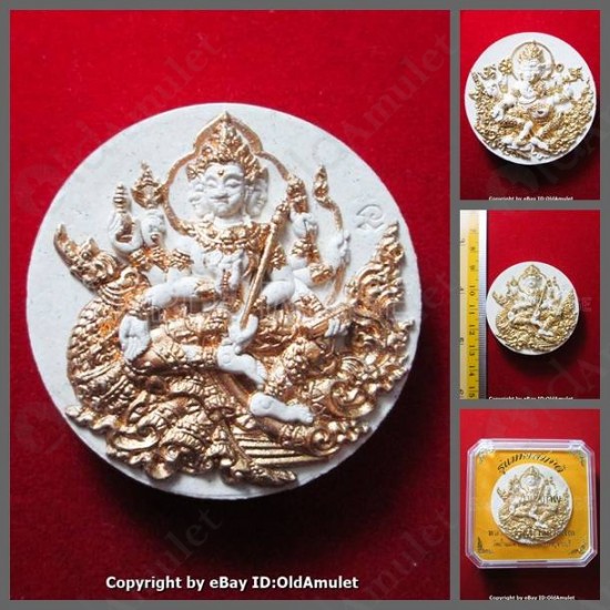 Thai Amulet Ganesha + Phra Phome 4face 108 Herb Gold Leaf Lp Watchara 2557