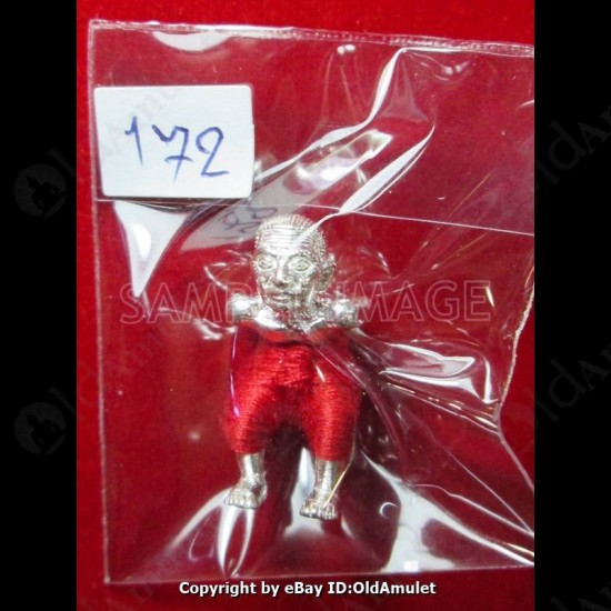 Thai Amulet Gost Robot Hoon-Pa-Yon Solid Silver Red Pant Lp Kloy BE.2557