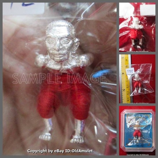 Thai Amulet Gost Robot Hoon-Pa-Yon Solid Silver Red Pant Lp Kloy BE.2557
