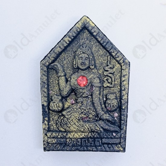 Thai Amulet Khunpaen Nang-kwak Black Power Gold Paint Red Gem Lp Key 2557