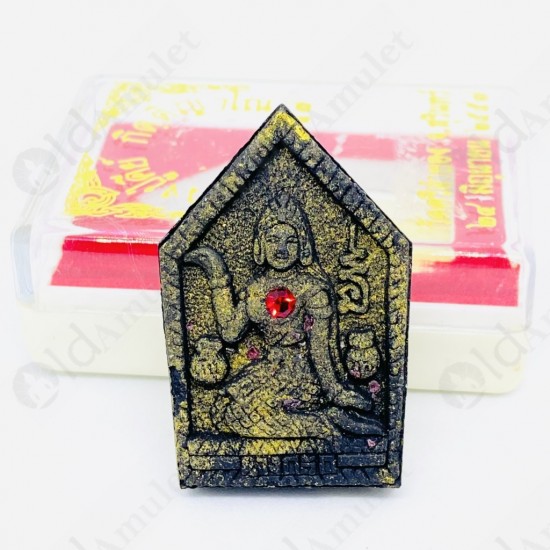 Thai Amulet Khunpaen Nang-kwak Black Power Gold Paint Red Gem Lp Key 2557