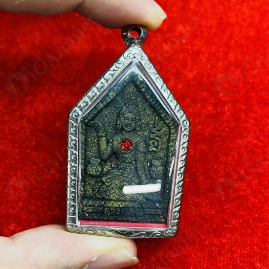 Thai Amulet Khunpaen Nang-kwak Black Power Gold Paint Red Gem Lp Key 2557