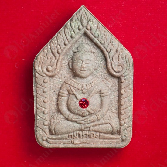 THAI AMULET KHUNPAEN +GUMANTHONG WOOD BROWN +RED GEM LP KEY BE.2557