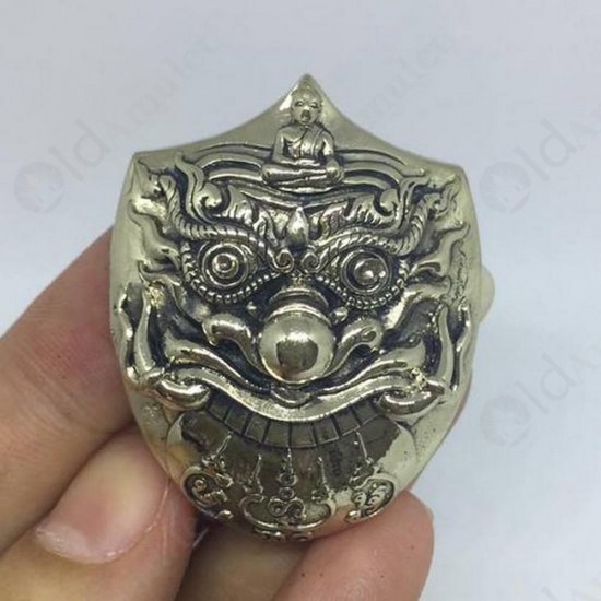 Thai Amulet Rahu Kala +garuda +3takruds Lp Nen BE.2555 Bronze White