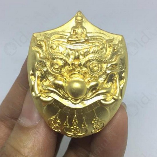 Thai Amulet Rahu Kala +garuda +3takruds Lp Nen B.e2555 Bronze Gold Plated