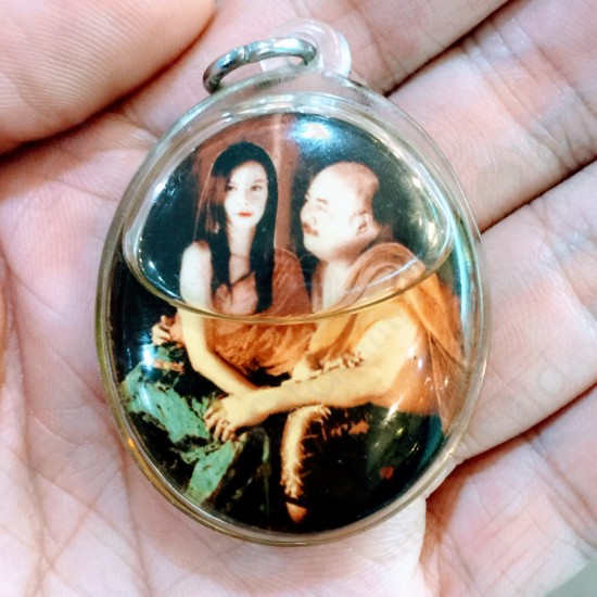 THAI AMULET AJARN AC PERM PRAI DAM MAHA SANAEH SEXY LOCKET PHOTO HOLY OIL