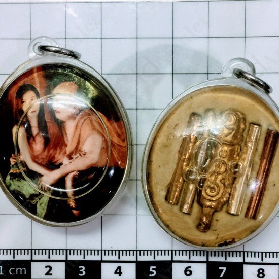 THAI AMULET AJARN AC PERM PRAI DAM MAHA SANAEH SEXY LOCKET PHOTO HOLY OIL