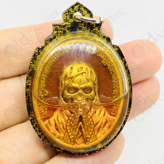 Thai Amulet Goddess Windfall Ghost Skull Corpse Oil Gold Paint Subin 2562