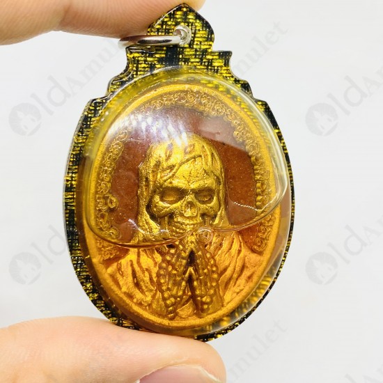 Thai Amulet Goddess Windfall Ghost Skull Corpse Oil Gold Paint Subin 2562