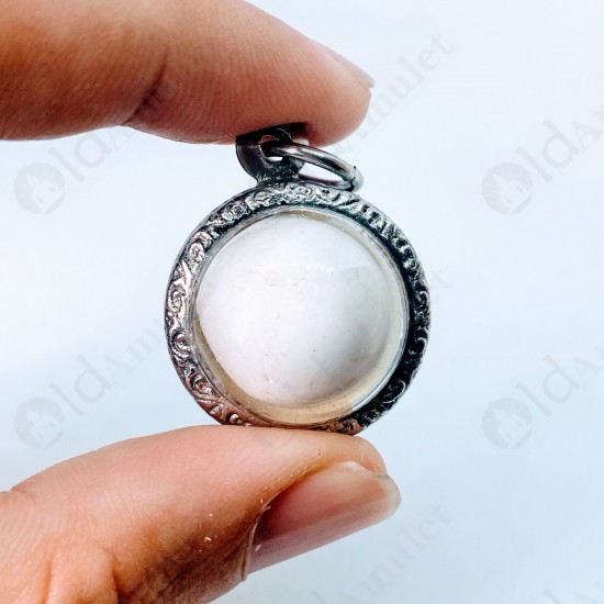 Round White Cave Pearl Thai Amulet Buddha Relics ARAHANT Stone Size-Small