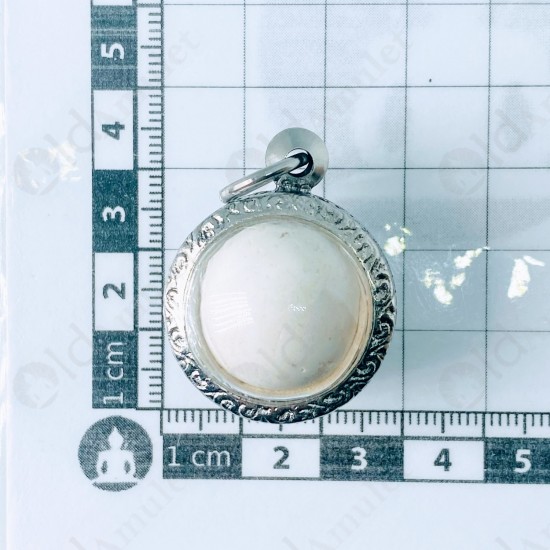 Round White Cave Pearl Thai Amulet Buddha Relics ARAHANT Stone Size-Small