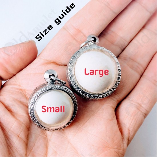 Round White Cave Pearl Thai Amulet Buddha Relics ARAHANT Stone Size-Small