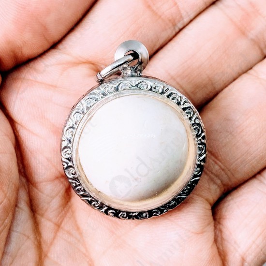 Round White Cave Pearl Thai Amulet Buddha Relics ARAHANT Stone Size-Large