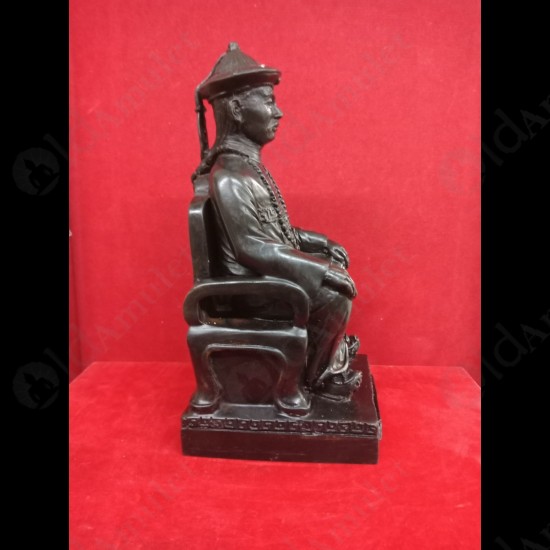 Thai Amulet Er-ger-fong Gambling Lucky 3inch Statue Bronze Black Lp Key 53
