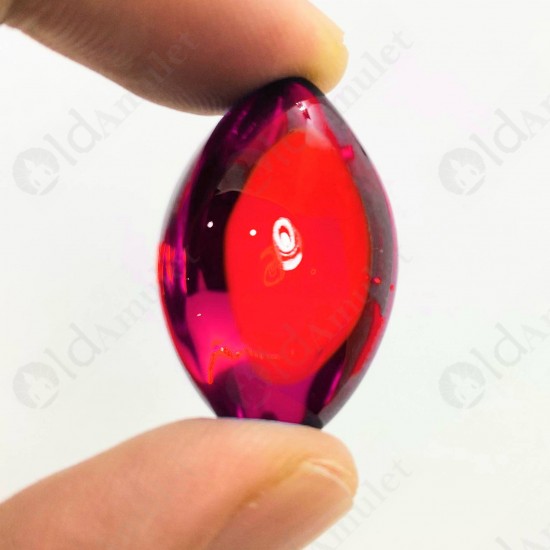 Red Naga-eye Thai Amulet Leklai Keaw Gemstone Rugby Shape Large