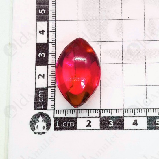 Red Naga-eye Thai Amulet Leklai Keaw Gemstone Rugby Shape Large