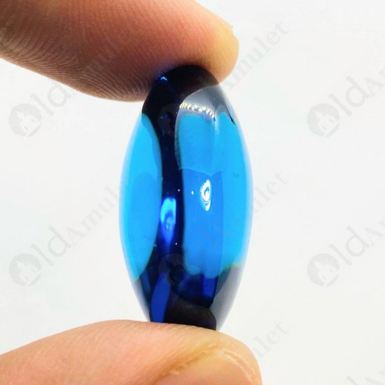 Blue Naga-eye Thai Amulet Leklai Keaw Gemstone Rugby Shape Large