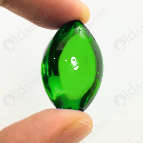 Green Naga-eye Thai Amulet Leklai Keaw Gemstone Rugby Shape Large