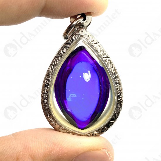 Violet Naga-eye Thai Amulet Leklai Keaw Gemstone Rugby Shape Large