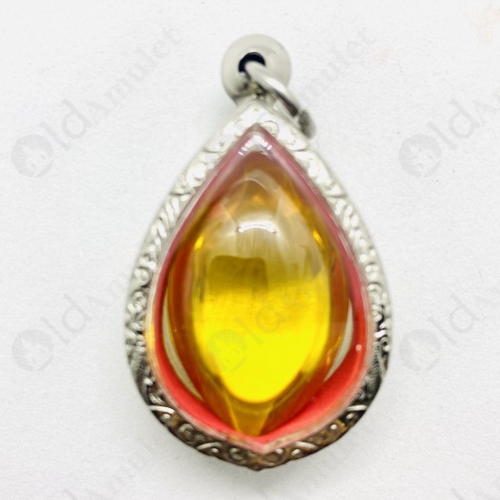 Yellow Naga-eye Thai Amulet Leklai Keaw Gemstone Rugby Shape Large