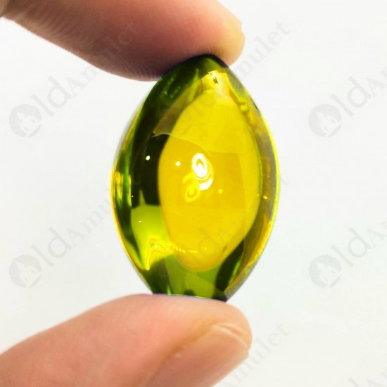 Yellow Naga-eye Thai Amulet Leklai Keaw Gemstone Rugby Shape Large