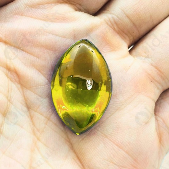 Yellow Naga-eye Thai Amulet Leklai Keaw Gemstone Rugby Shape Large