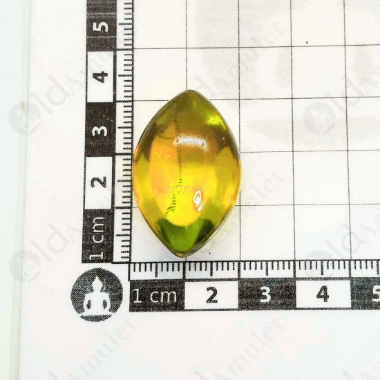 Yellow Naga-eye Thai Amulet Leklai Keaw Gemstone Rugby Shape Large