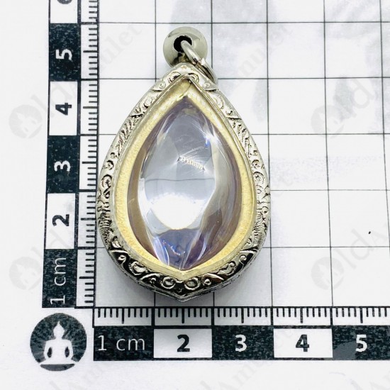 White Naga-eye Thai Amulet Leklai Keaw Gemstone Rugby Shape Large