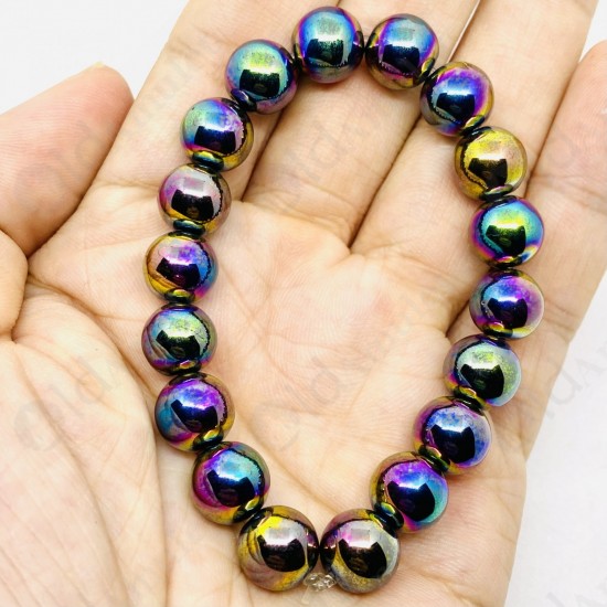 10mm Bead Leklai Koh Larn Natural Stone Rainbow 7color Thai Amulet Bracelet