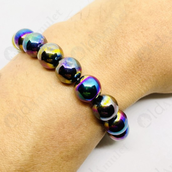 10mm Bead Leklai Koh Larn Natural Stone Rainbow 7color Thai Amulet Bracelet