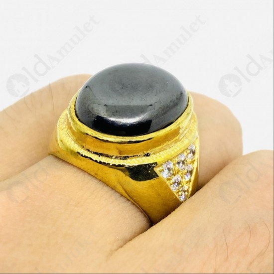 Leklai Rainbow Umkrum Mountain Natural Stone Thai Amulet Ring brass Ø20mm.