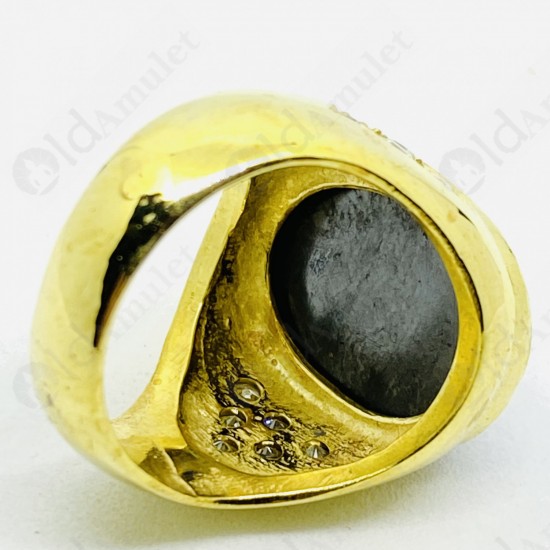 Leklai Rainbow Umkrum Mountain Natural Stone Thai Amulet Ring brass Ø20mm.