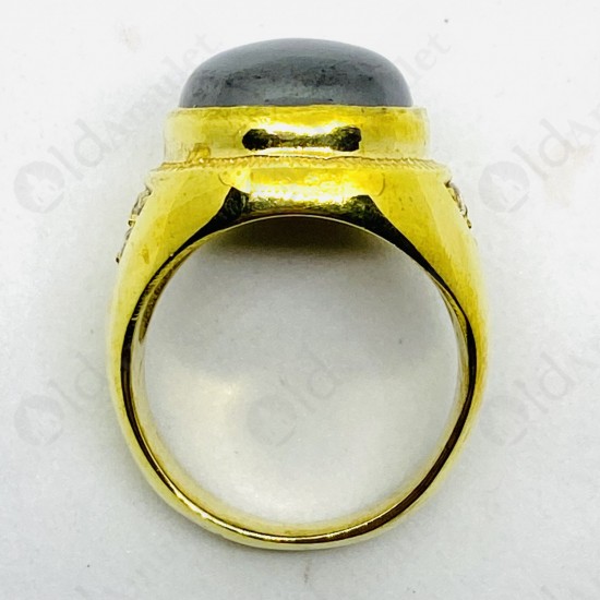 Leklai Rainbow Umkrum Mountain Natural Stone Thai Amulet Ring brass Ø20mm.