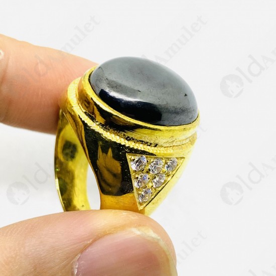 Leklai Rainbow Umkrum Mountain Natural Stone Thai Amulet Ring brass Ø20mm.