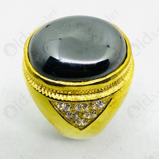 Leklai Rainbow Umkrum Mountain Natural Stone Thai Amulet Ring brass Ø20mm.