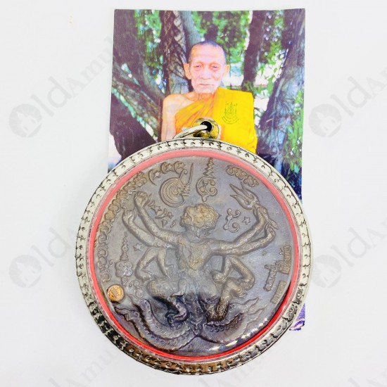 Thai Amulet Coin Narai-Zong-Krutha + Hanuman 8Hand Lp Kalong Be.2550