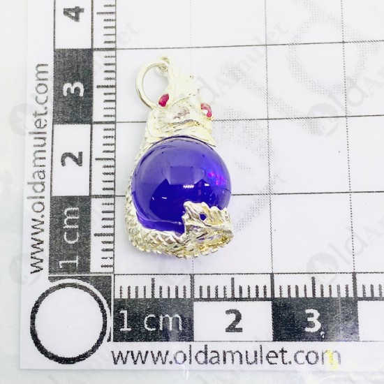 VIOLET Ball Naga-eye Thai Amulet Leklai Keaw Pendant 925-silver Jewelry