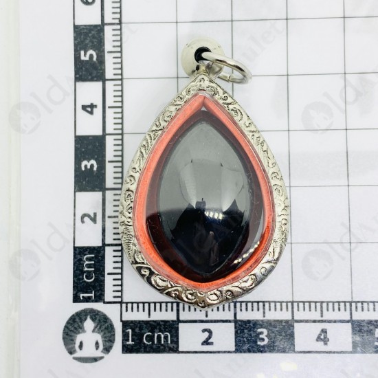 BLACK Naga-eye Thai Amulet Leklai Keaw Gemstone Rugby Shape Large