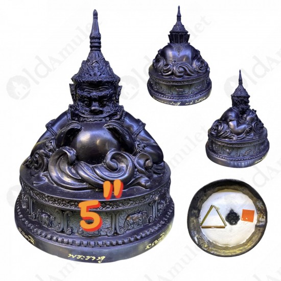 5inch Statue Thai Amulet Ra-Hu Wealthy Lucky Bronze Black Lp Key BE.2548